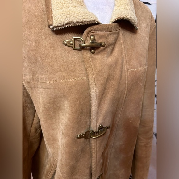 Micheal Kors Leather Coat Womens size large Tan color - Picture 15 of 16